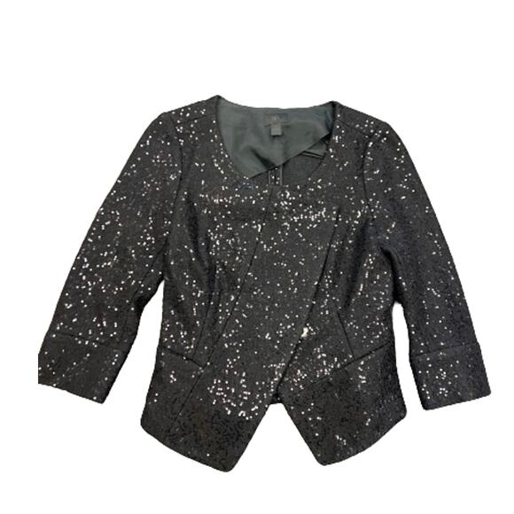 Banana Republic Blazer Black Sequin 3/4 Sleeve Jacket Size 4 - Picture 1 of 9